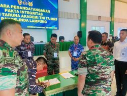 Danrem 043/Gatam Pimpin Penandatanganan Pakta Integritas Calon Taruna Akademi TNI 2025 di Lampung