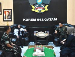 Danrem 043/Gatam Sambut Kunjungan Kerja Wali Kota Bandar Lampung