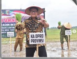 Ketua DPRD Provinsi Lampung, A. Giri Akbar, S.E., M.B.A., hadiri kegiatan Tanam Padi Bersama Forkopimda