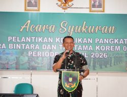 25 Orang Prajurit Naik Pangkat, Danrem 043/Gatam : Pangkat Yang Disandang Harus Diikuti Dengan Peningkatan Kualitas Diri